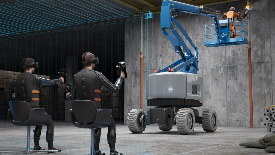 XR operators controlling a robotic platform for construction work at height